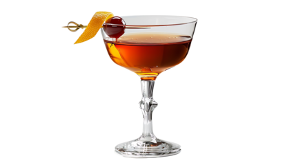 Manhattan cocktail isolated on white background
