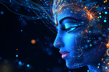 An abstract digital background featuring Devi Parvati, the Hindu goddess of love