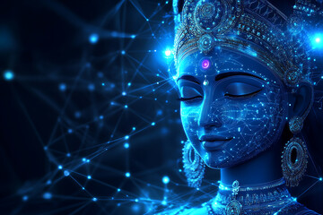 An abstract digital background featuring Devi Parvati, the Hindu goddess of love