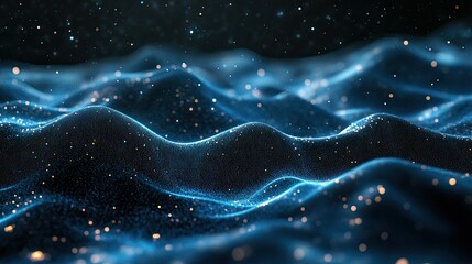 A blue wave with a lot of sparkles in it