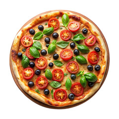 pizza with salami and tomatoes