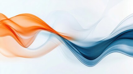 Fototapeta premium Simple and elegant AI-generated abstract background with flowing waves in orange, white, and blue.