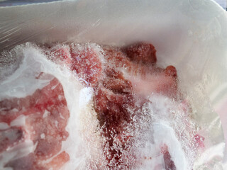 Fototapeta premium extreme close-up frozen raw beef