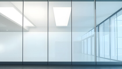 Glass wall in the office building isolated with white highlights, png