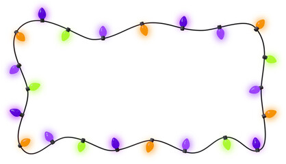 Halloween lights frame isolated on transparent. 3D illustration.
