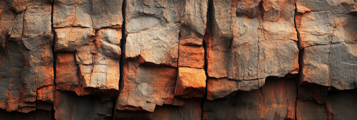 Fototapeta premium Natural Stone Wall with Orange and Brown Tones.