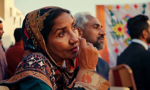 Moroccan Woman Engaged in Community Meeting
