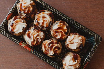 flat lay hot roll sushi
