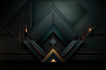 Obraz premium Abstract geometric pattern with gold lines on a dark background.