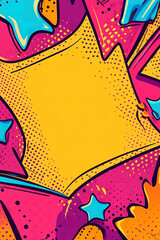 A blank colorful comic abstract background template features vibrant, dynamic patterns and bold hues