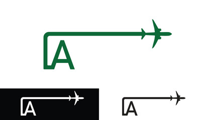  A Letter Logo, Logo A, modern minimalist A letter logo design transportation and traveling agency vector logo design with letter A Plane Logo can be used for company, icon
