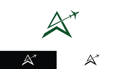  A Letter Logo, Logo A, modern minimalist A letter logo design transportation and traveling agency vector logo design with letter A Plane Logo can be used for company, icon