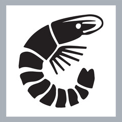 Black Shrimp Vector Silhouette , set of shrimp illustration. hand drawn black and white shrimp line art illustration, Shrimp icon vector art silhouette