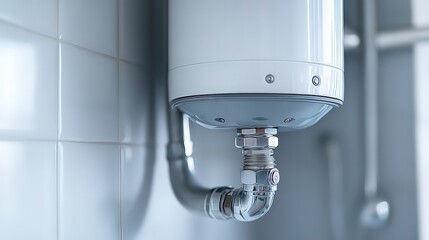 detailed view of a plumber installing a new water heater, with the unit being carefully positioned and connected to the existing plumbing system for efficient hot water delivery