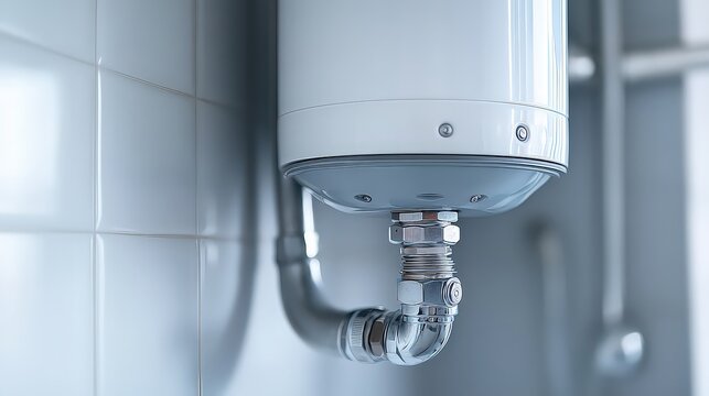 detailed view of a plumber installing a new water heater, with the unit being carefully positioned and connected to the existing plumbing system for efficient hot water delivery