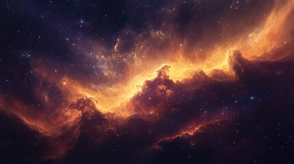 Expansive nebula waves flowing through the galaxy, rich in color and depth, with stars peeking through the cosmic mist.