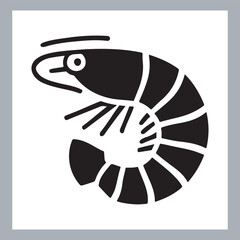 Black Shrimp Vector Silhouette , set of shrimp illustration. hand drawn black and white shrimp line art illustration, Shrimp icon vector art silhouette