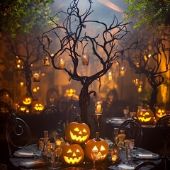 Bewitching Halloween Soiree with Otherworldly Fantasy Themes Eerily Luminescent Decor and