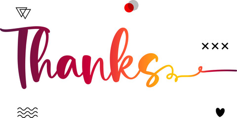 Thanks, Thanks You illustration word, Thanks gradient text