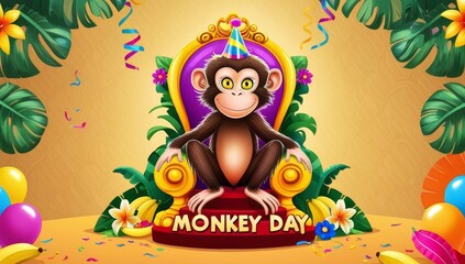 Fototapeta premium A vibrant and whimsical illustration of Monkey Day