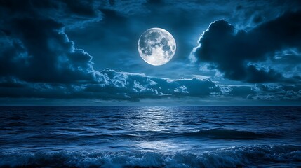 Fototapeta premium Full Moon Over the Sea