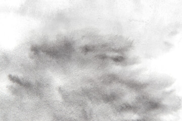 Abstract grey watercolor on white background.