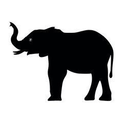 Elephant Silhouette. Silhouette of elephants. Elephant shadow hand drawn. Animal Elephant Silhouette