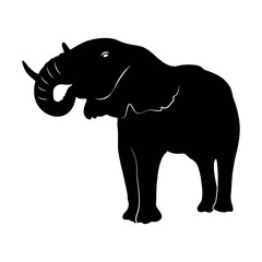 Obraz premium Elephant Silhouette. Silhouette of elephants. Elephant shadow hand drawn. Animal Elephant Silhouette