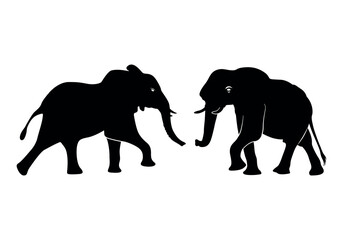 Elephant Silhouette. Silhouette of two elephants facing each other.