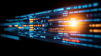 Obraz premium Abstract digital lines with bright highlights, representing data flow and technology in a modern, futuristic style.