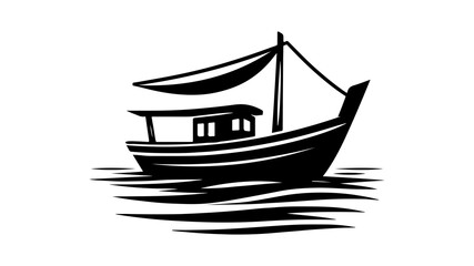Boat silhouette vector illustration.