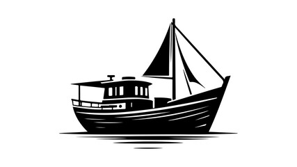 Boat silhouette vector illustration.