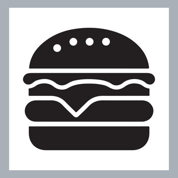 recommend clip art: Logotype icons single burger illustration silhouettes in white background
