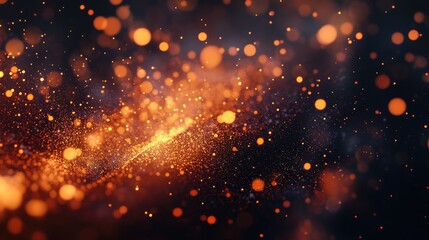 Fototapeta premium Glowing digital embers floating in a dark space, with sparks of light creating a futuristic and abstract look.
