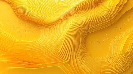 Abstract yellow wavy background with layered contours and flowing lines