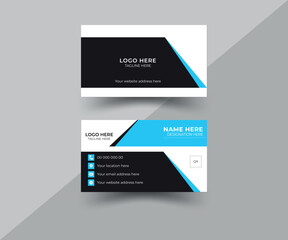 Geometric black & white color corporate business card design template.