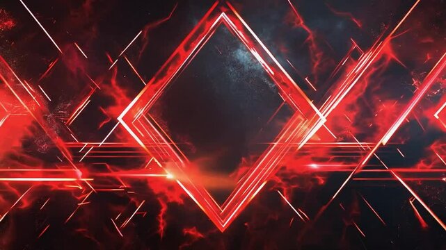 Red diamond shape glowing on futuristic technology background