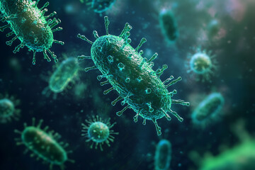 Fototapeta premium An abstract digital background illustrating the concepts of bacteria and vaccination