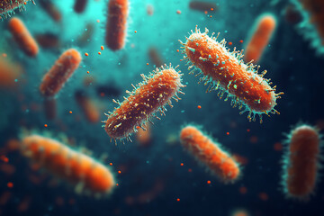 Fototapeta premium An abstract digital background illustrating the concepts of bacteria and vaccination