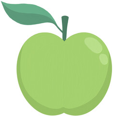 Green apple with leaf