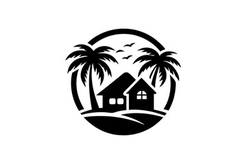 Obraz premium palm tree silhouette on vector art design