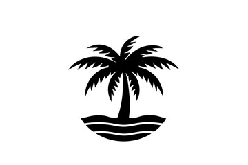 Holiday Summer Beach with Coconut Palm Tree Vector Illustration