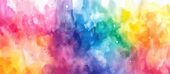 Vibrant watercolor artwork featuring a close up of artistic paint in an array of rainbow colors showcasing gouache techniques