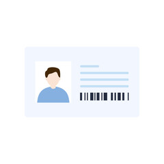 ID card template. Man license. Document, access, identity, membership concept. Flat vector character design isolated illustration.