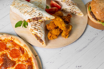 fried chicken, pizza and Doner 