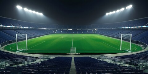 Fototapeta premium Football stadium background at night time, football arena