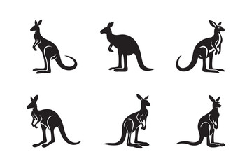 Kangaroo sets icon black silhouette vector icon. Kangaroo isolated on a white background.