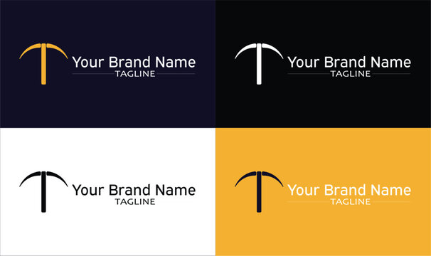 Construction Logo \ Icon Template , Real Estate Logo , Pickaxe Logo \ Icon , Editable File \ Template