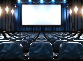 Fototapeta premium Empty Movie Theater Seats With Blank Screen