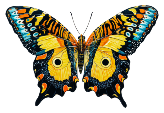 PNG Colorful butterfly resting with wide open wings